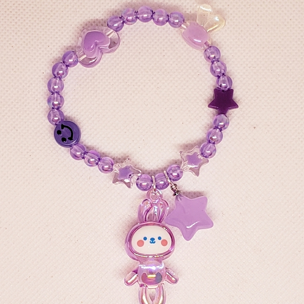 Handmade beaded purple kawaii bunny bracelet